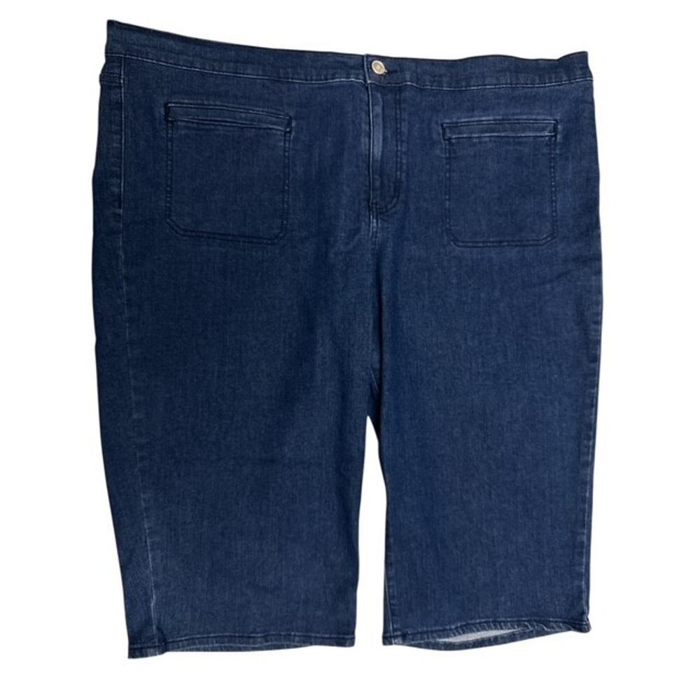 Code Bleu 22W Skimmer Jeans Blue Stretch Denim Wide Leg Capri Length 17" Inseam
